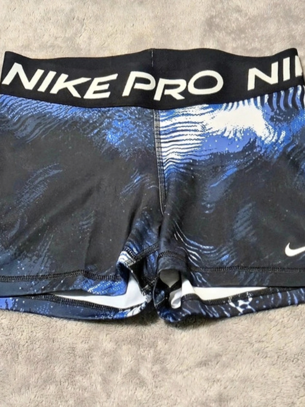 Nike Pro Graphic Compression Shorts Black & Blue Small